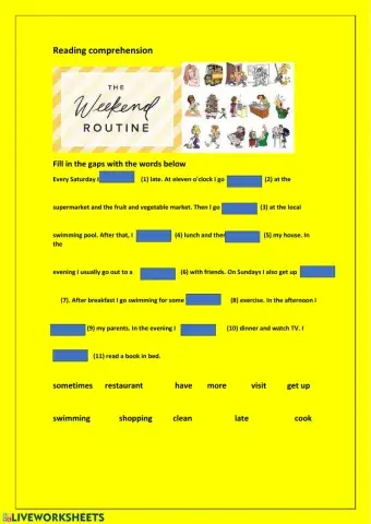 Reading comprehension: my weekend