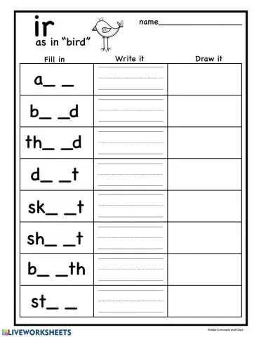 R controlled vowel ir