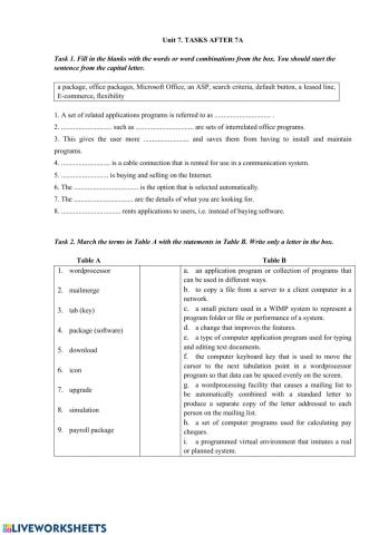 Unit 7. Tasks 7A