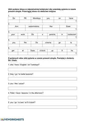 Present simple questions