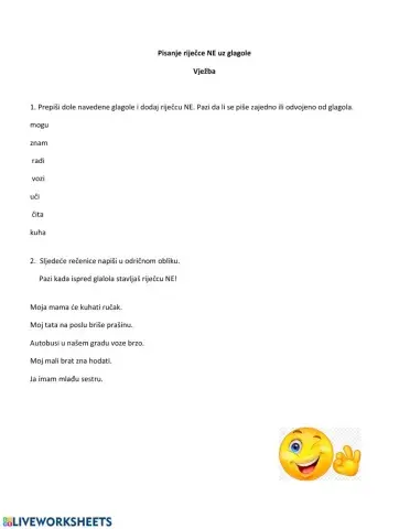 Pisanje riječce NE uz glagole