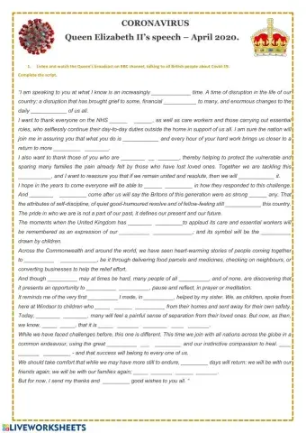 Coronavirus -  Queen's Speech April 2020