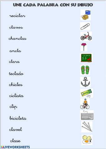 Une cada Palabra con su dibujo CL