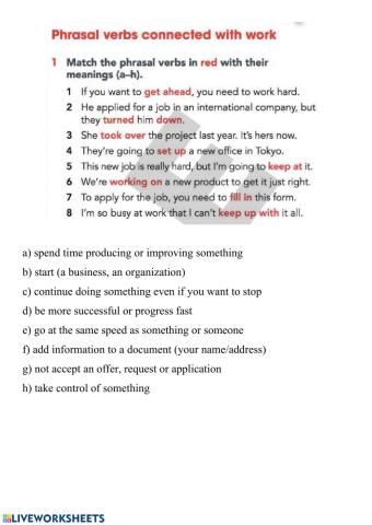 Phrasal Verbs related to work