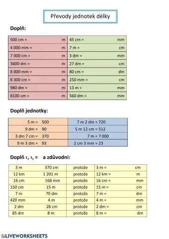Převody jednotek délky