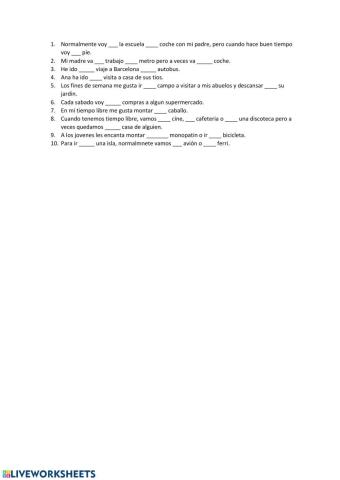 Preposiciones con ir