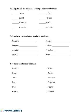 Antónimos, sinónimos e verbos