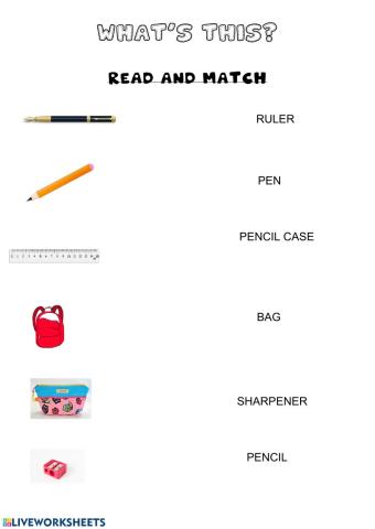 SCHOOL OBJECTS. MATCH