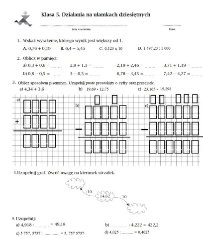 Działania na ułamkach dziesiętnych