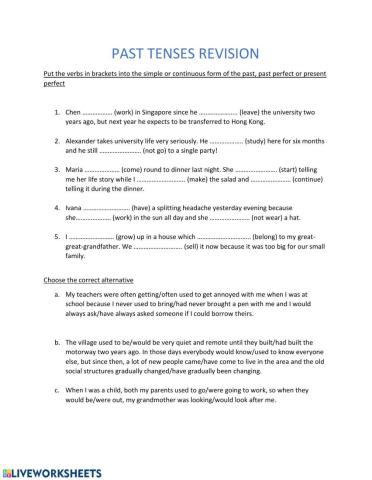 PAST TENSES -Revision