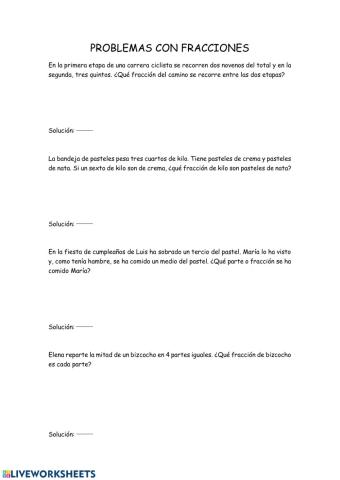 Problemas de fracciones