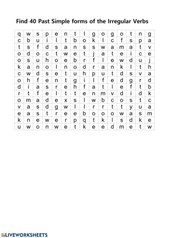 Irregular verbs Past Simple Form