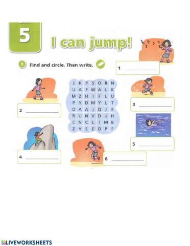 Action verbs Wordsearch