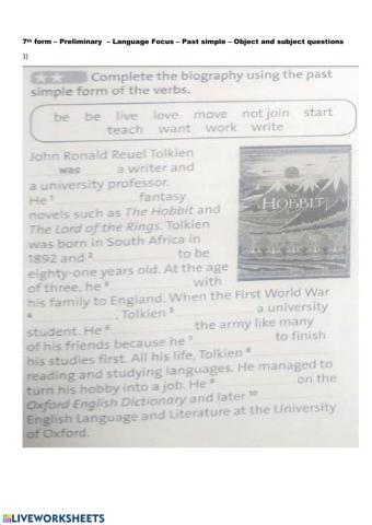 Past simple and subject and object questions