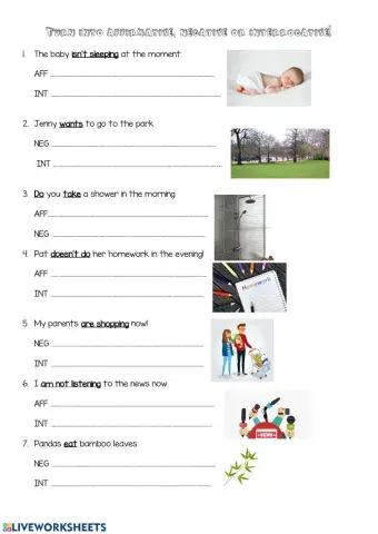 Affirmative, negative and interrogative