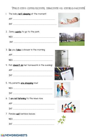 Affirmative, negative and interrogative