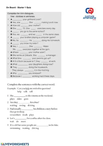 Simple Present - be x other verbs