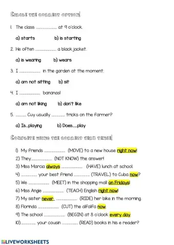 Simple present vs present continuous