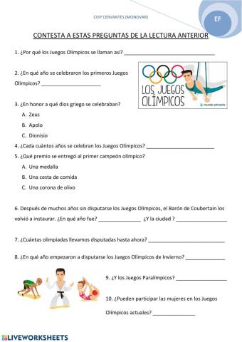 Test Historia Juegos Olímpicos