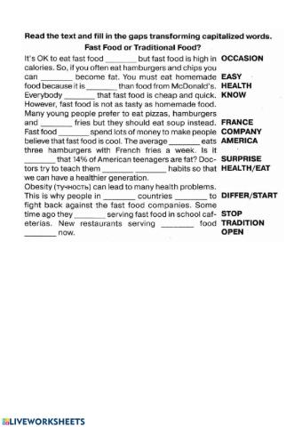 Fast food or traditional food