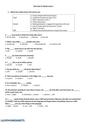 Grammar Videos Mini Quiz 9