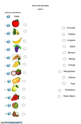 Fruits and vegetables