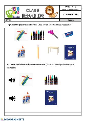 Classroom objects