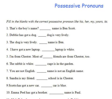 Possesive adjectives