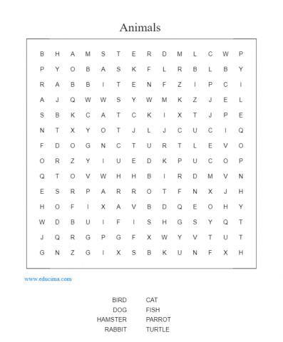 Wordsearch animals