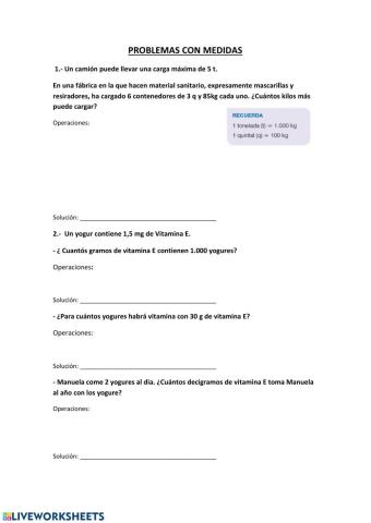 Problemas con medidas