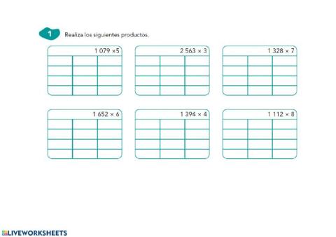 Multiplicaciones una cifra ABN