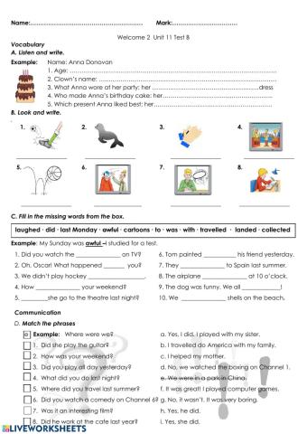 Test Welcome 2 Unit 11