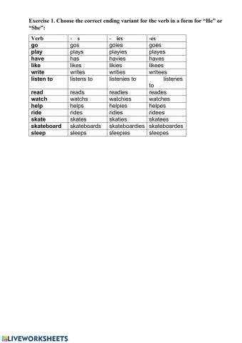 Present Simple 3d Person Singular