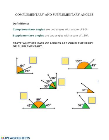 Complementary and Supplementary angles
