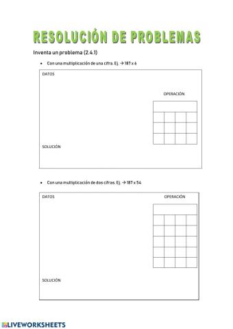 Resolución de problemas. Multiplicación