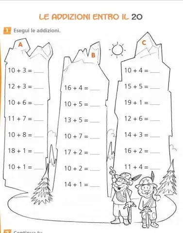 Addizioni in riga entro il 20