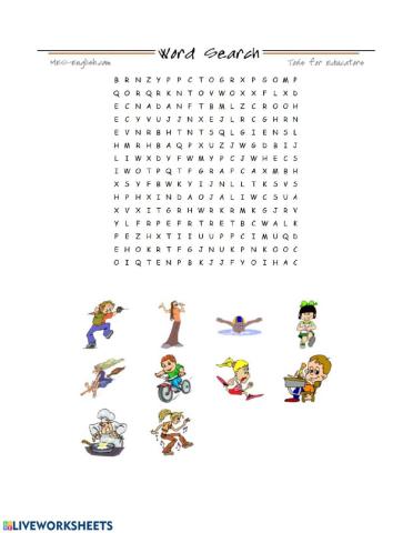 Wordsearch action verbs