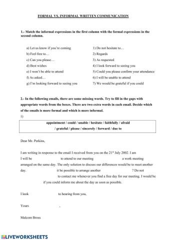 Formal and informal English