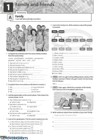 Family members - Simple present