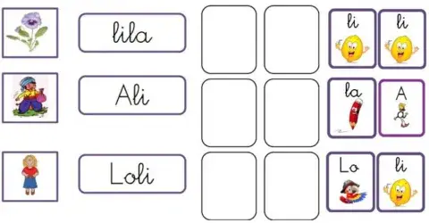 Formar palabras con sílabas de la -L-