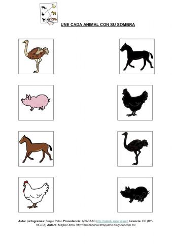 Asociar animal-sombra