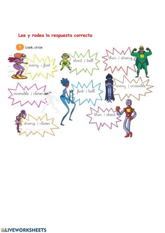 Adjetivos superheroes