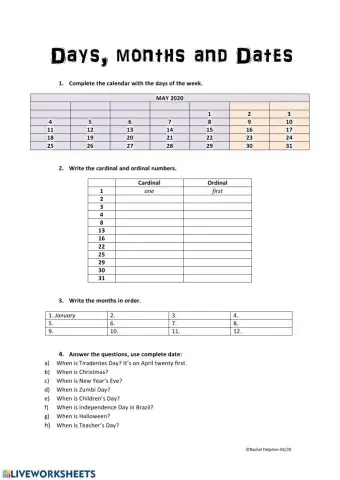 Days, Months and Dates