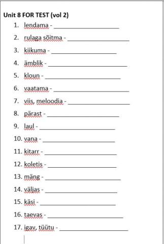 Year 3 Vocabulary of Unit 8 (eng-est)