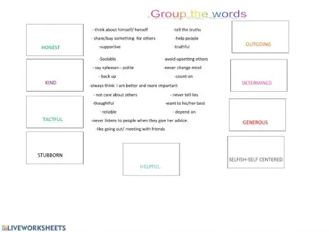 Personal Traits- Adjectives