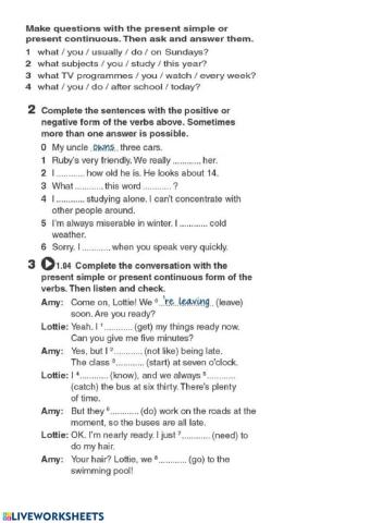 Prepare 4 . Present Simple and Continuous p.12