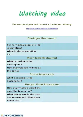 Booking a table at a restaurant