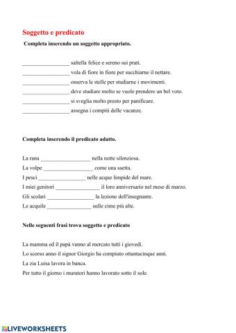 Soggetto e predicato