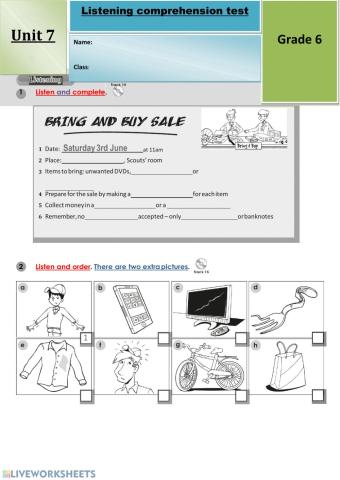 Listening comprehension test