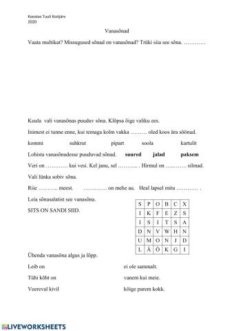 Vanasõna on kuldne-harjutus